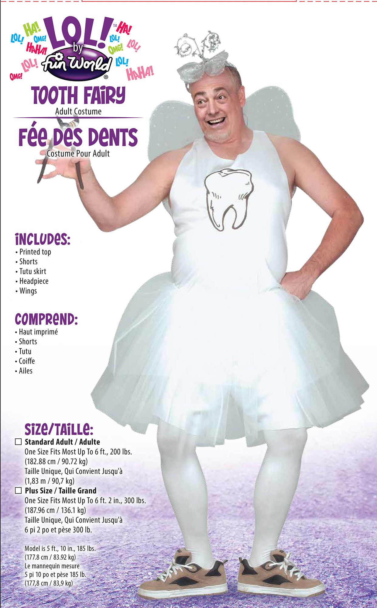 Plus Size Tooth Fairy Adult Mens Princess Costume