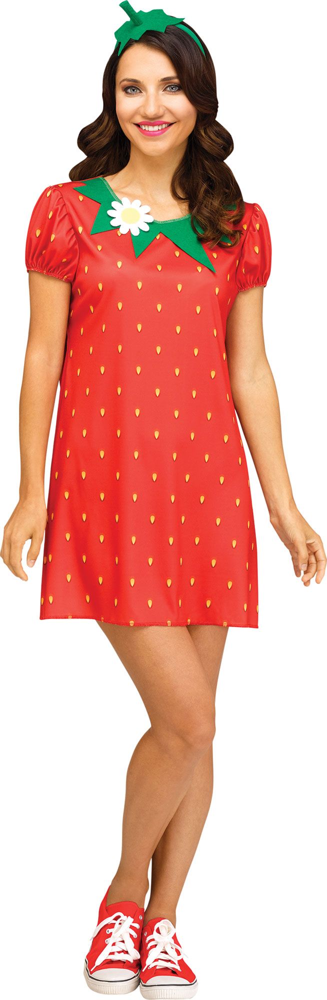 Strawberry Flirty Fruit Dress Adult Costume S/M 2-8