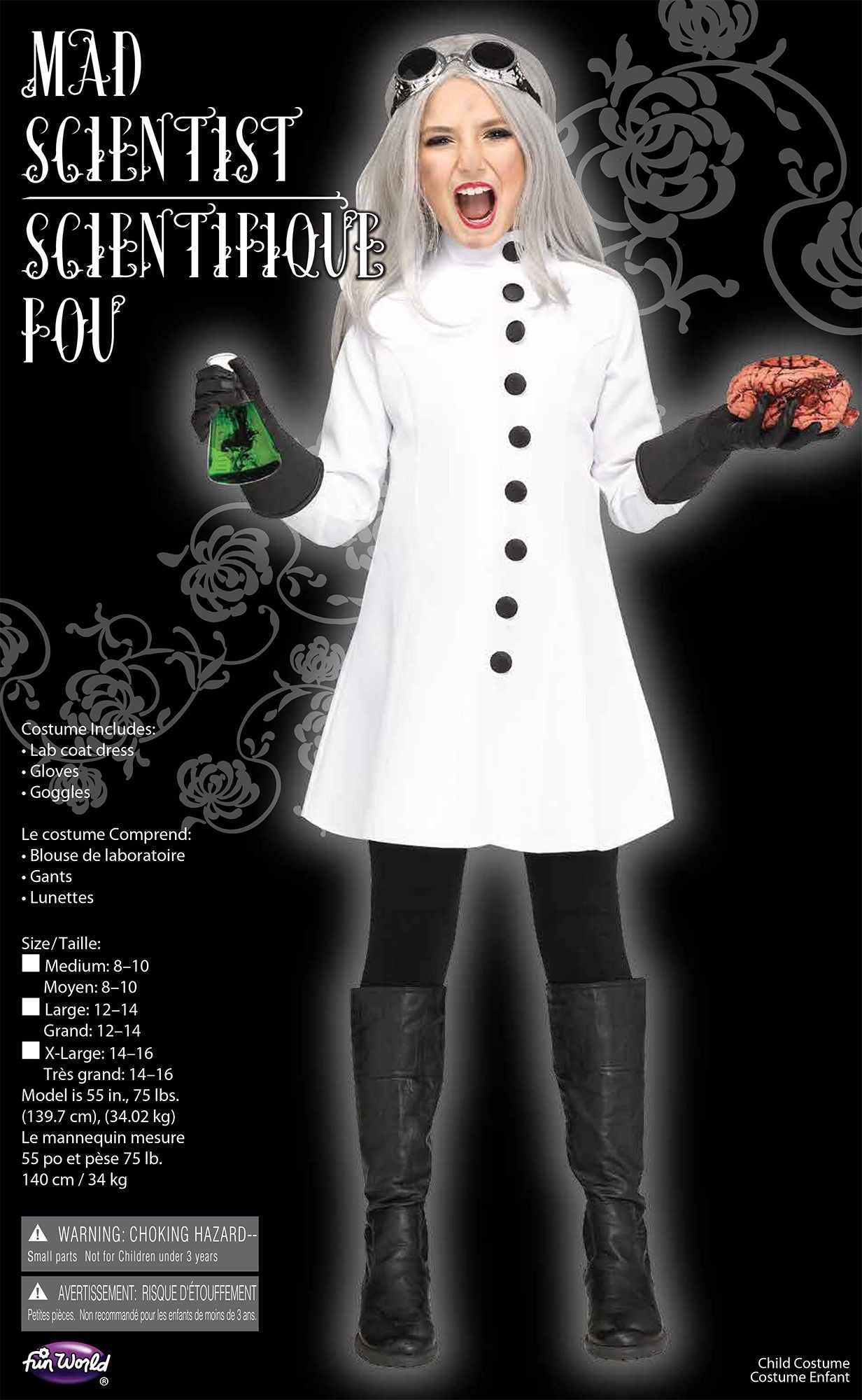 Mad Scientist Evil Doctor Child Costume X-Large 14-16