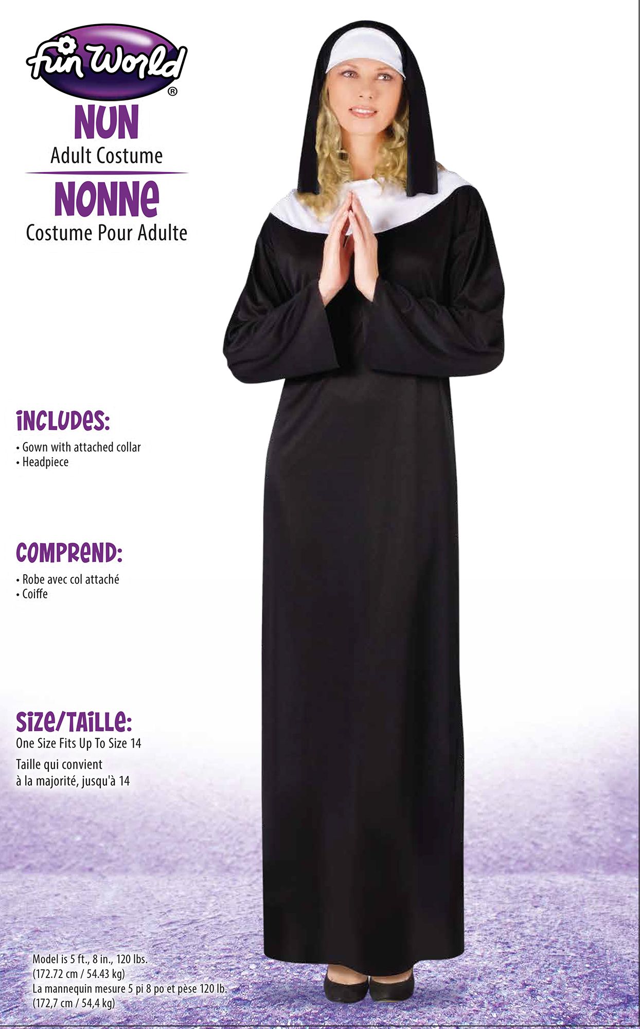 Classic Nun Fun World Adult Robe Costume Standard