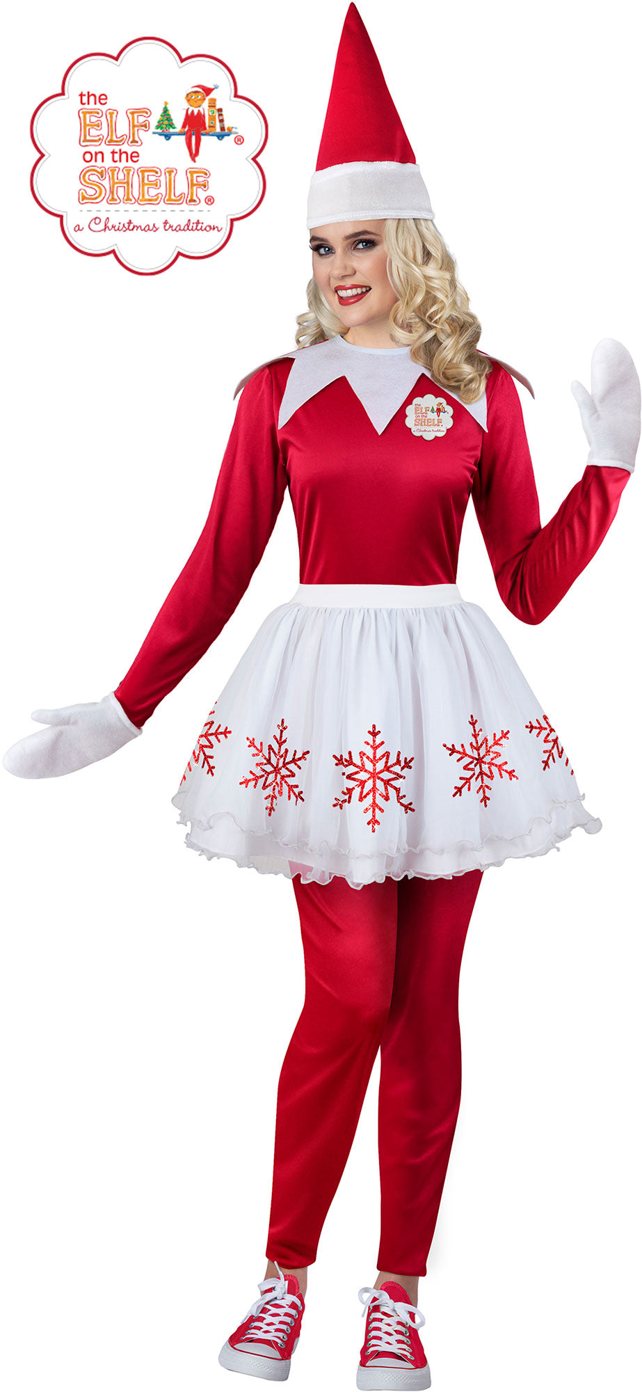 Elf on the Shelf Lady Elf Christmas Jumpsuit Adult Costume Medium 8-10