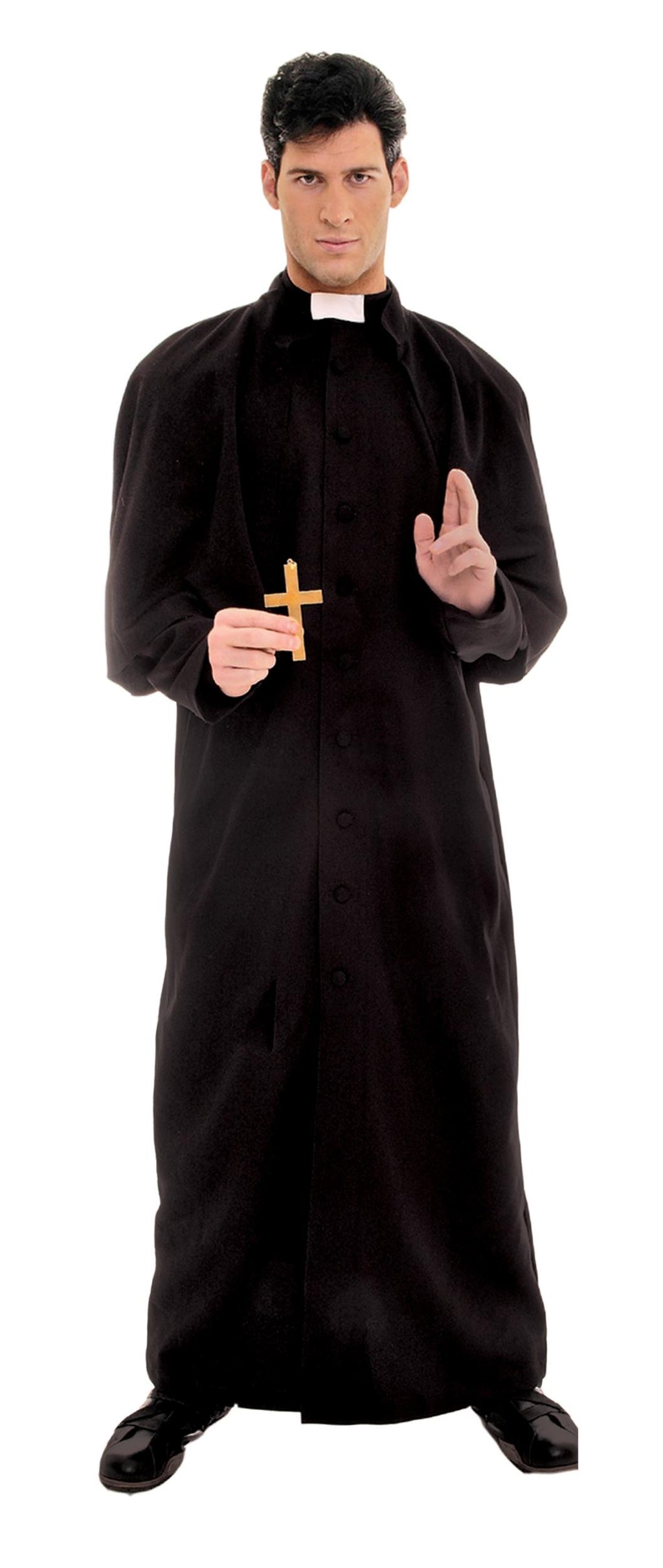Deluxe Catholic Priest Adult Costume Black Plus Size XXL