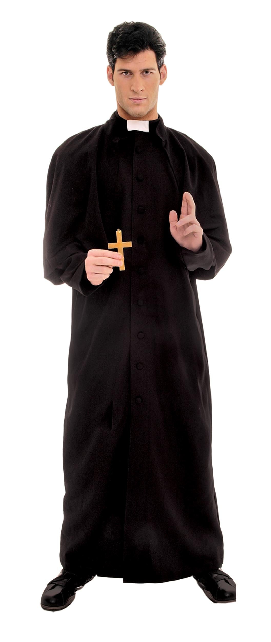 Deluxe Catholic Priest Adult Costume Black Plus Size XXL