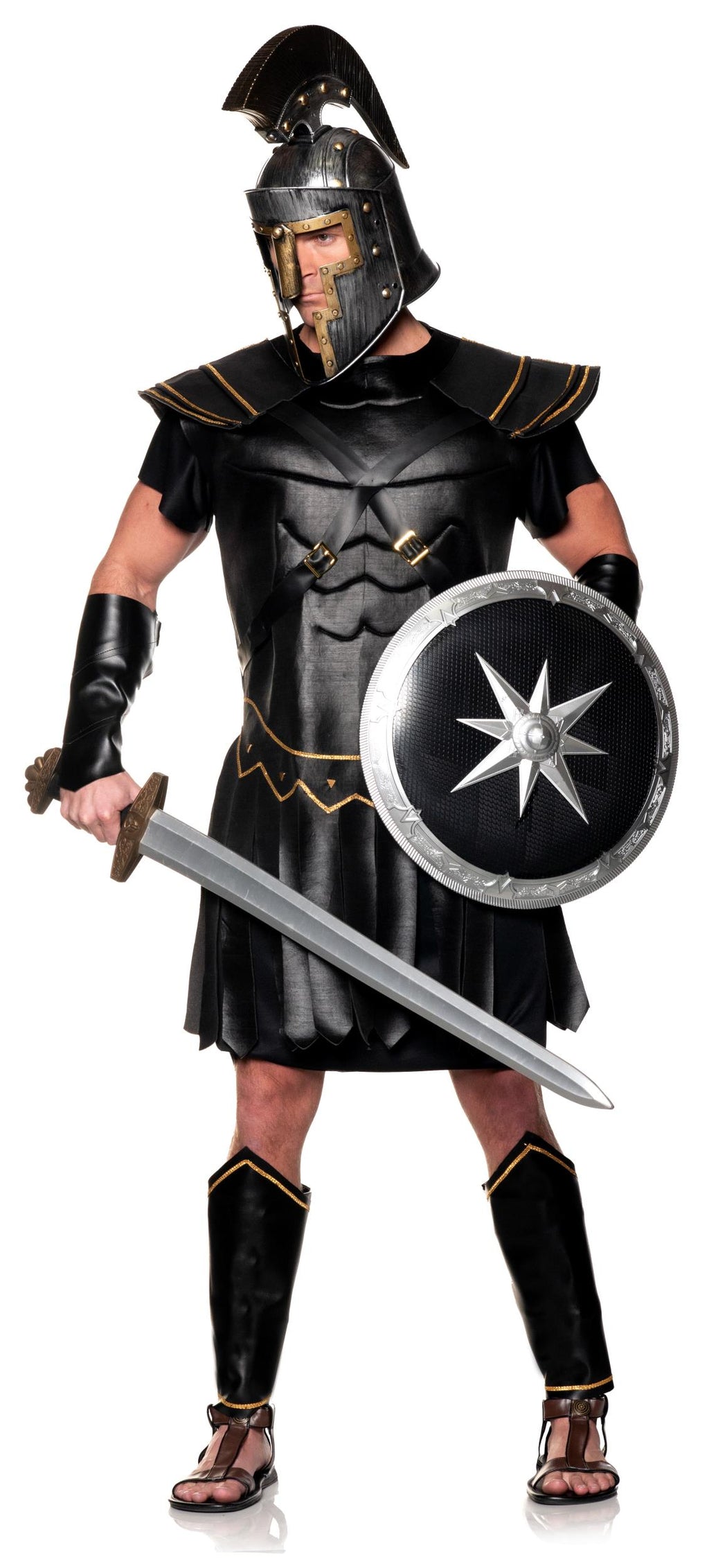 Roman Centurion Warrior Toga Black Adult Costume Size XXL