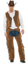 Load image into Gallery viewer, Wild West Cowboy Brown Chaps and Vest Adult Costume Size XXL
