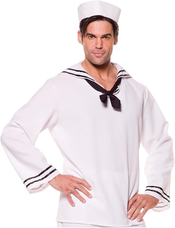 Navy Sailor Military White Shirt Adult Costume Size Standard