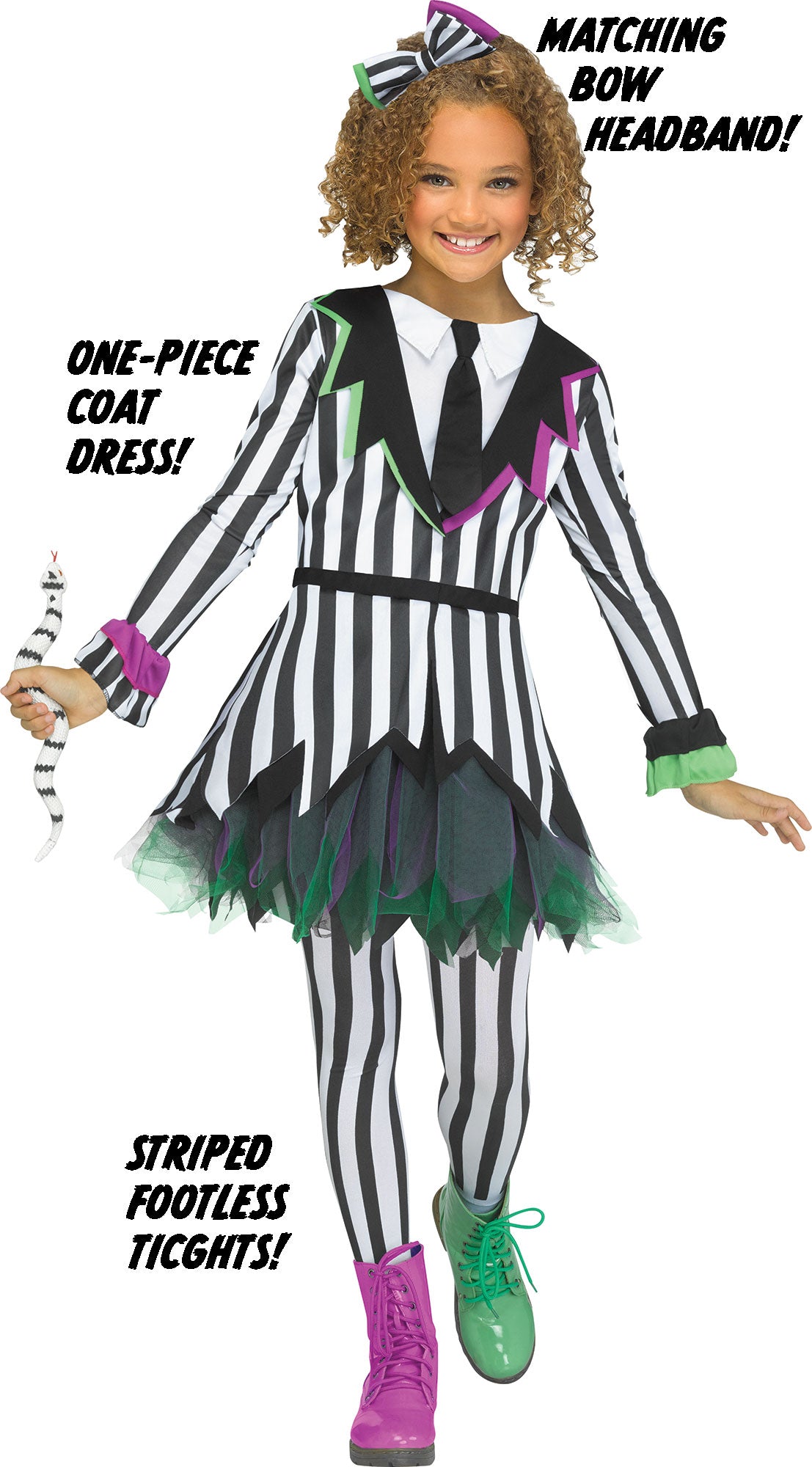 Giddy Ghostie Beetlejuice Horror Dress Child Costume X-Large 12-14