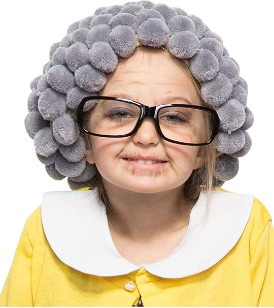 Old Aunt 100 Days Of School Old Lady Child Wig and Glasses
