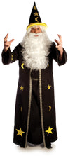 Load image into Gallery viewer, Dark Potion Wizard Robe Black with Yellow Stars Classic Adult Costume Standard
