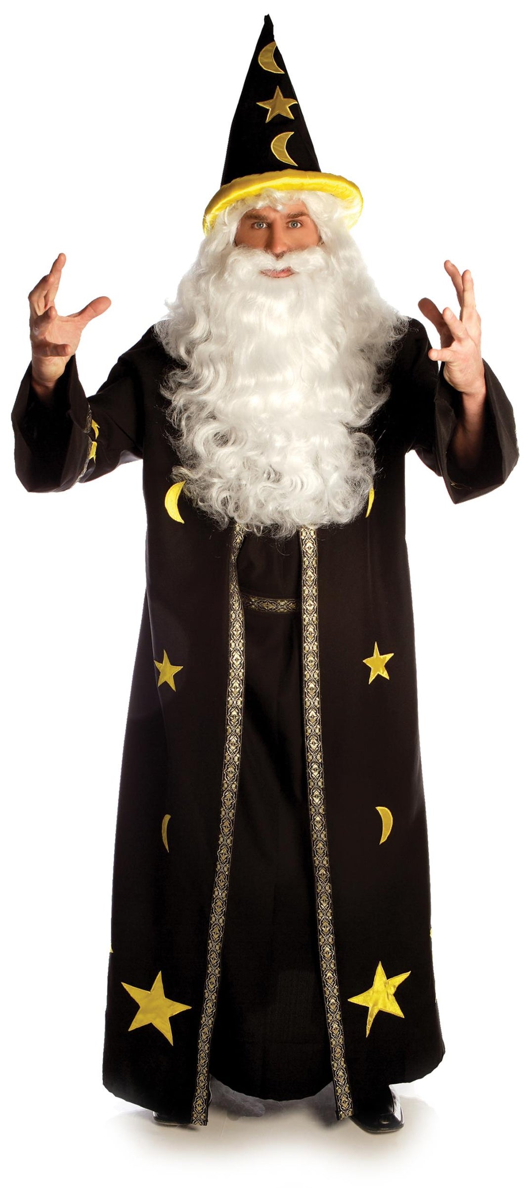 Dark Potion Wizard Robe Black with Yellow Stars Classic Adult Costume Standard