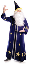 Load image into Gallery viewer, Spell Master Merlin Wizard Robe Blue with Yellow Stars Classic Adult Costume XXL

