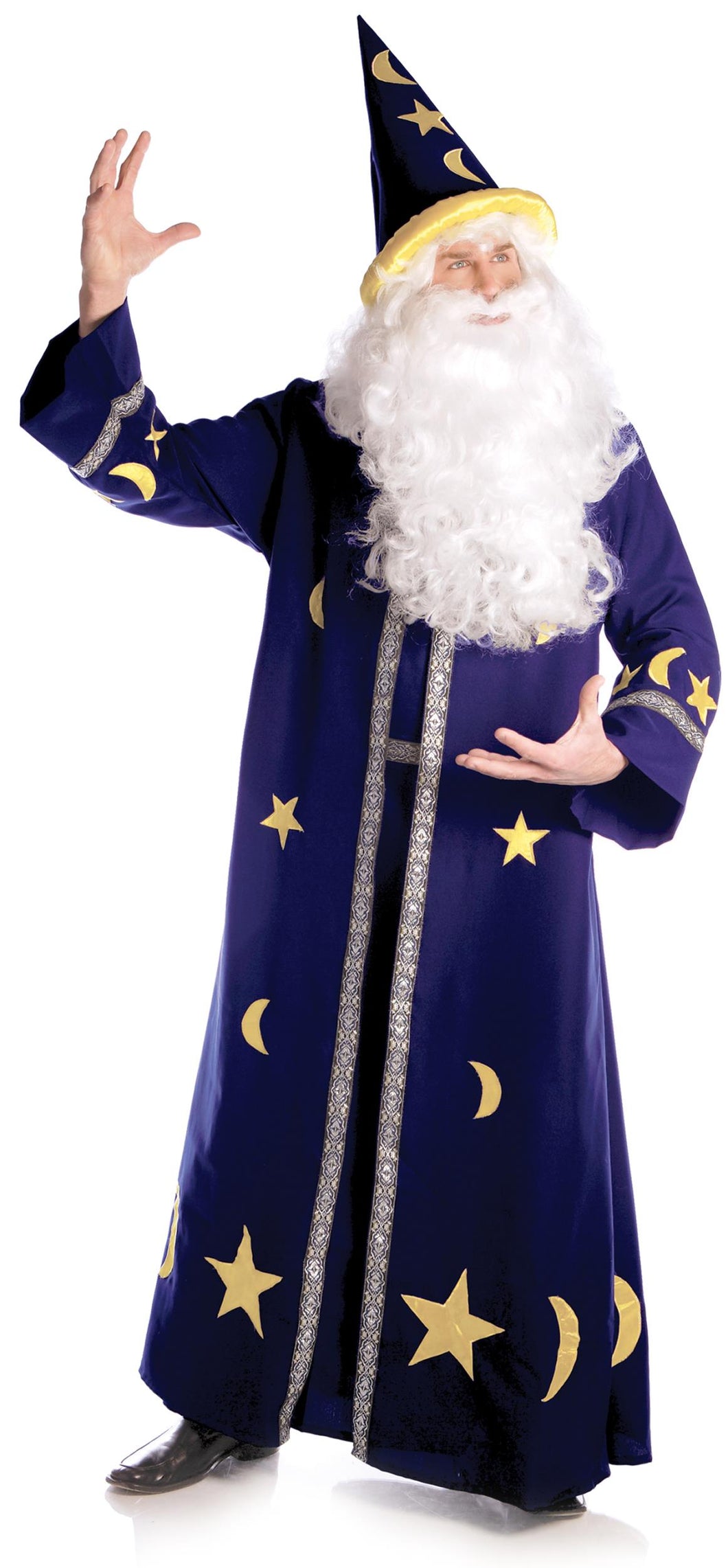 Spell Master Merlin Wizard Robe Blue with Yellow Stars Classic Adult Costume XXL
