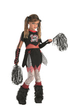 Load image into Gallery viewer, Girls Cheerless Leader Gothic Zombie Cheerleader Child Costume Size Large 10-12
