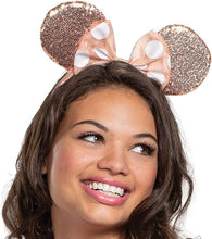 Load image into Gallery viewer, Disney Minnie Mouse Rose Gold Mouse Ears, Tail and Gloves Adult Costume Kit
