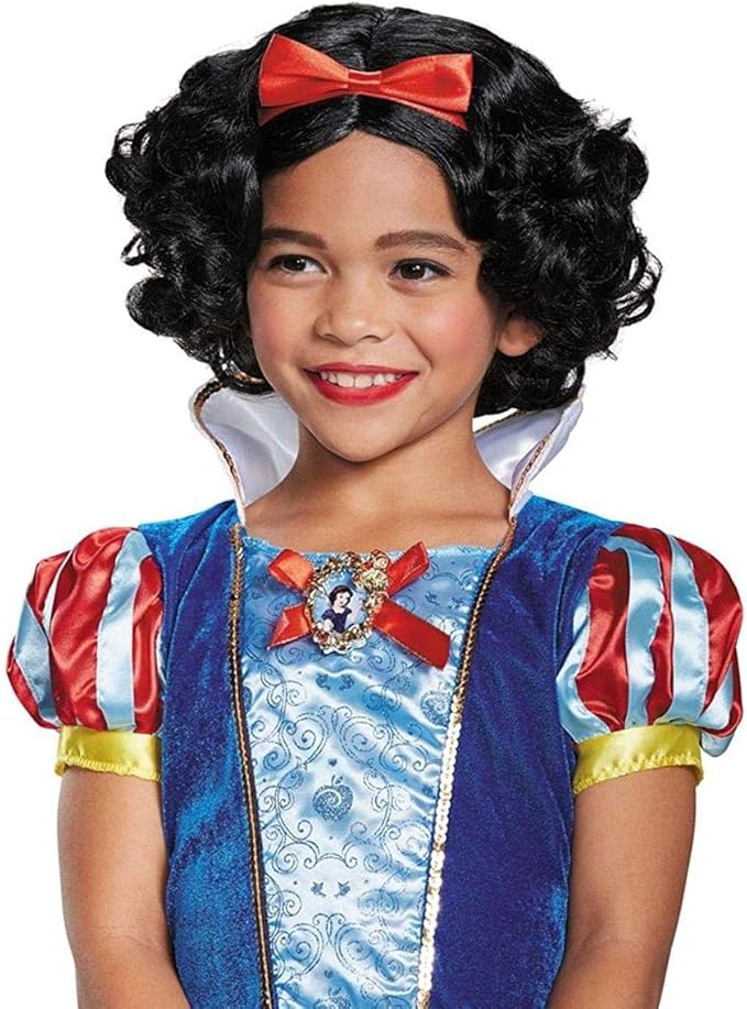 Disney Snow White Princess Deluxe Child Costume Wig With Red Bow