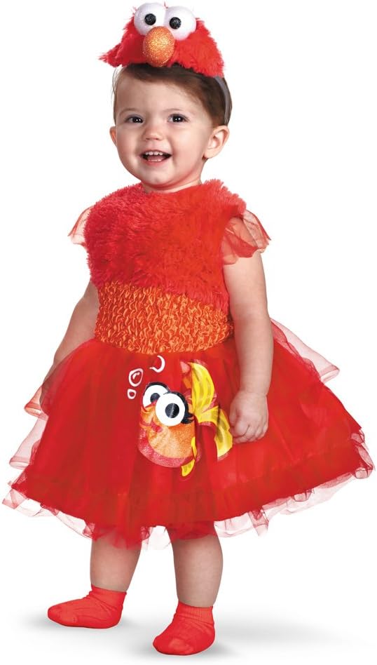 Frilly Elmo Sesame Street Dress Red Girls Deluxe Toddler Costume 12-18 Months