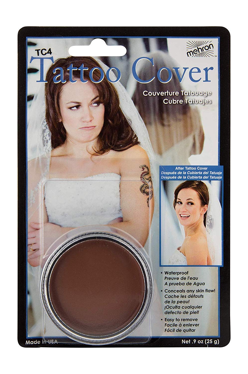 Mehron TC4 Tattoo Cover Up Medium Dark Color Professional Makeup Flaw Concealer