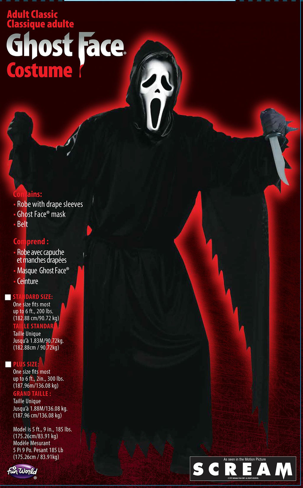 Scream Ghost Face Plus Size Movie Edition Adult Costume