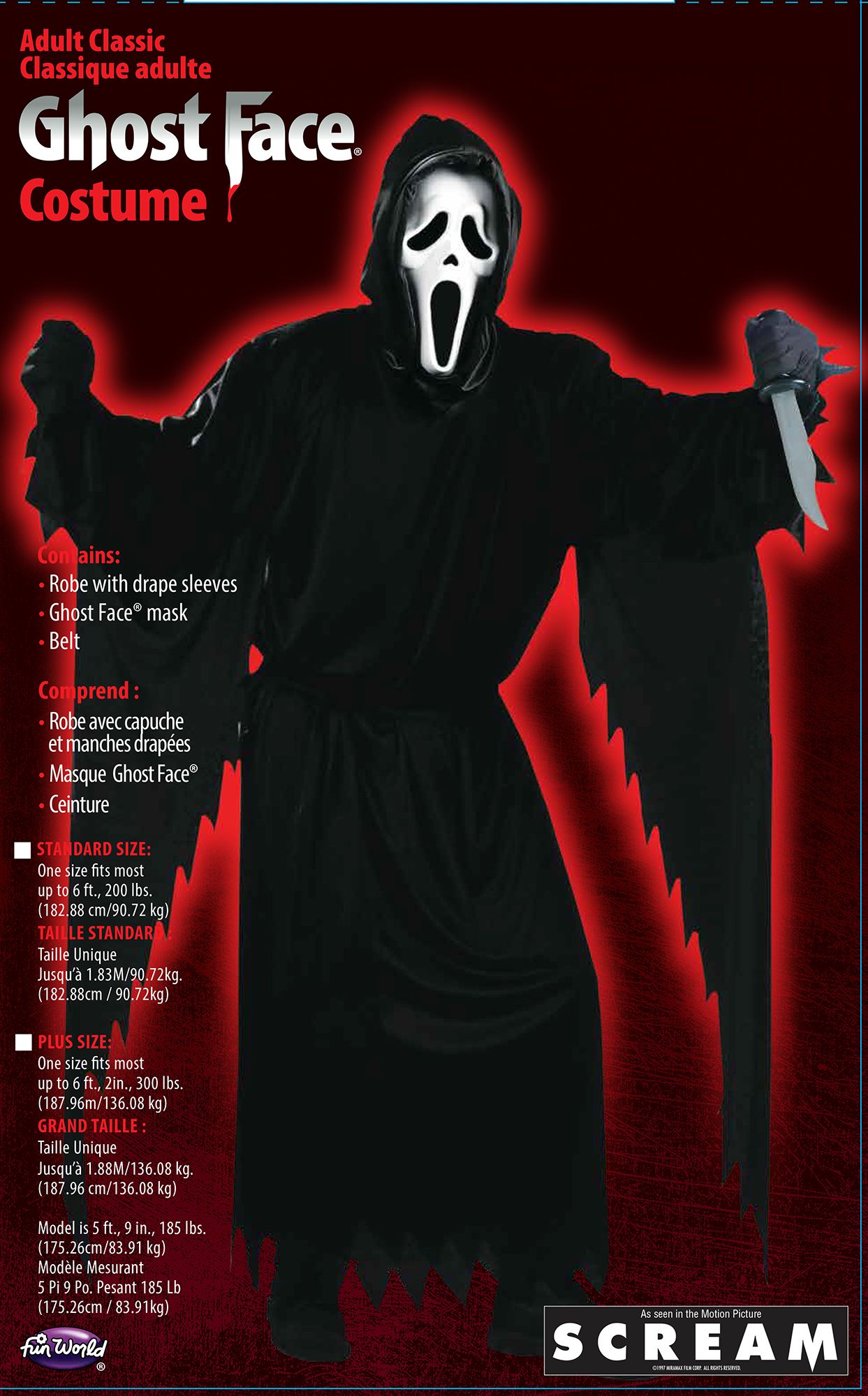 Scream Ghost Face Plus Size Movie Edition Adult Costume