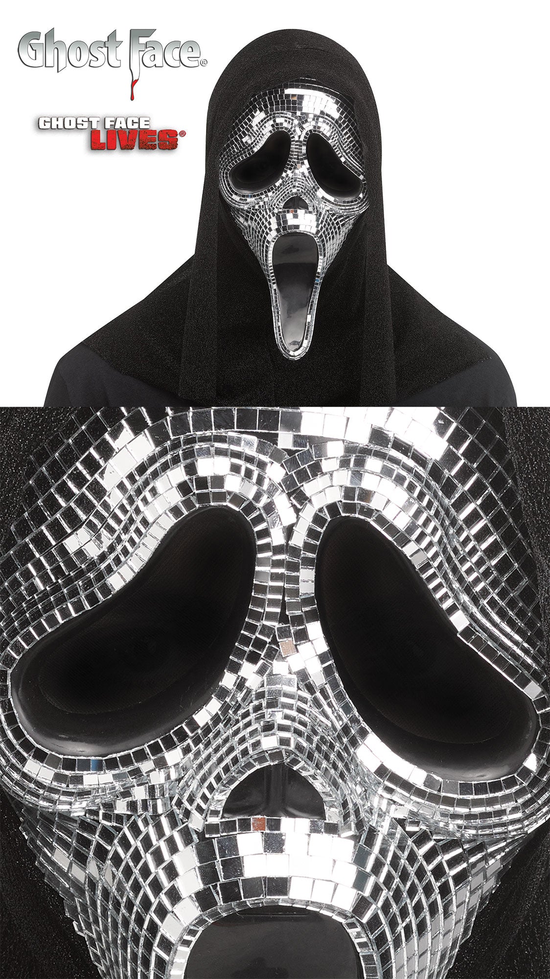 Fun World Scream Ghost Face Disco Mirror Character Costume Mask
