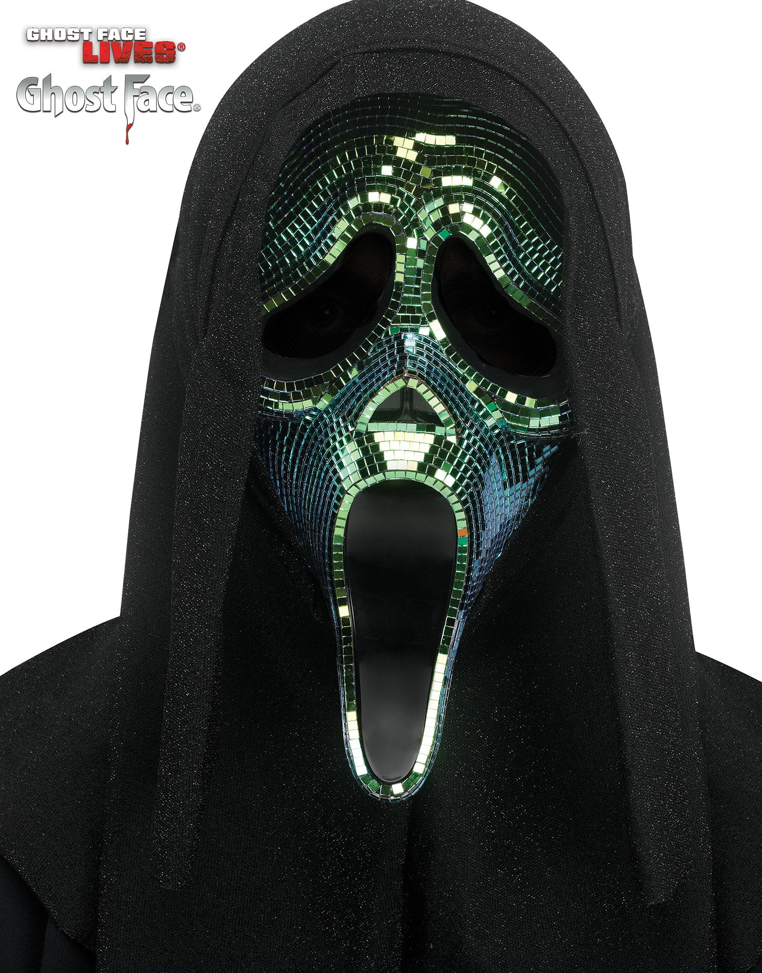 Fun World Scream Ghost Face Oil Slick Black Disco Mirror Character Costume Mask