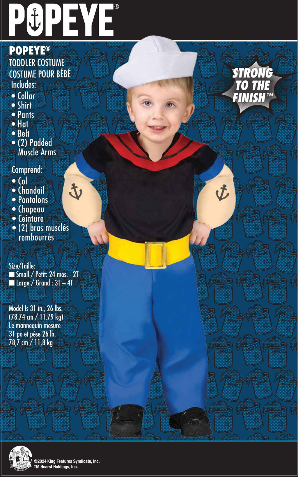 Popeye Baby Toddler Costume Large 3T-4T