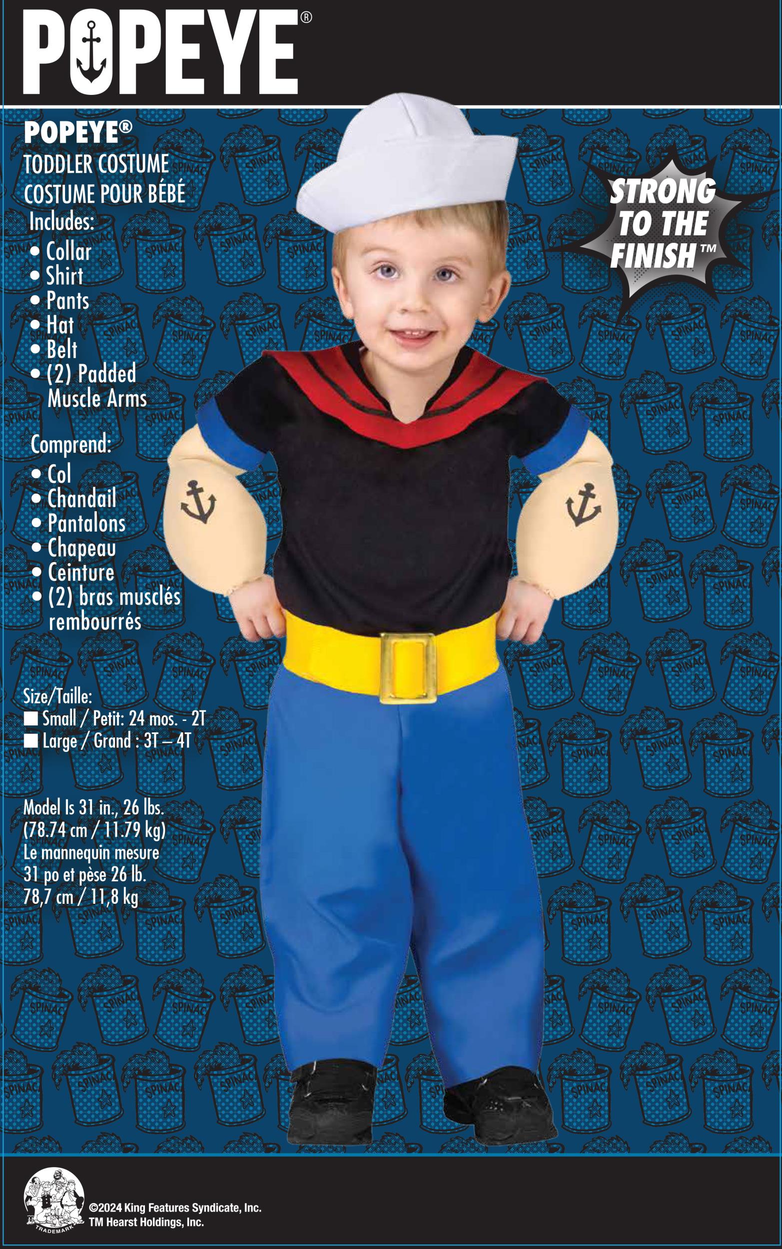 Popeye Baby Toddler Costume Large 3T-4T