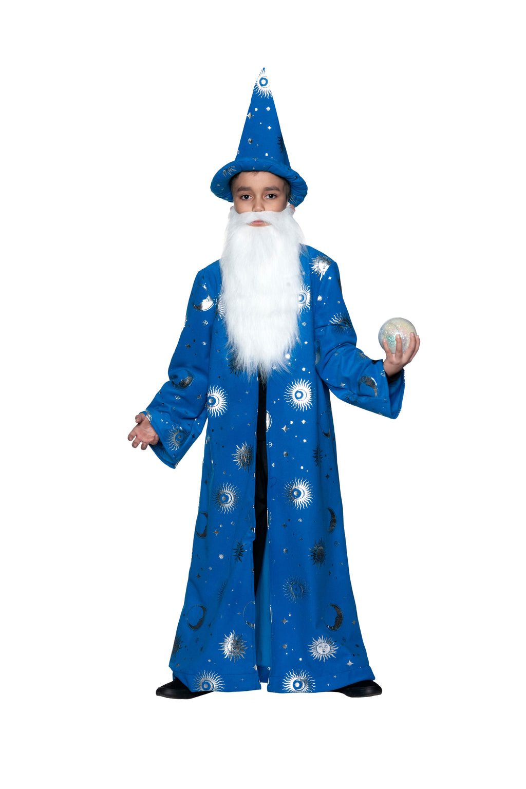 Wizard Robe Blue With Hat and Beard Costume Size Small 6-8