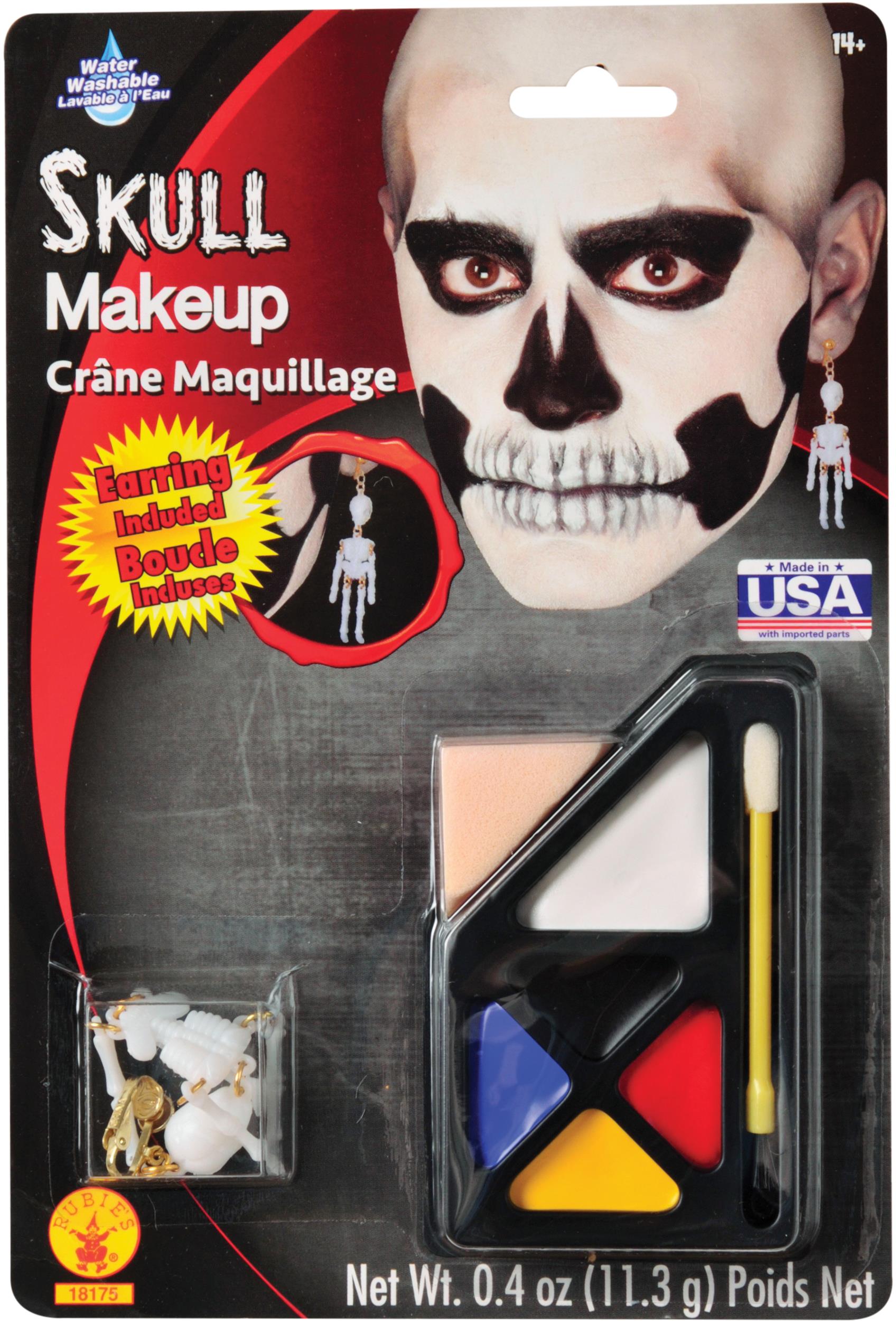 Skeleton Skull Makeup Face Paint Kit with Earrings