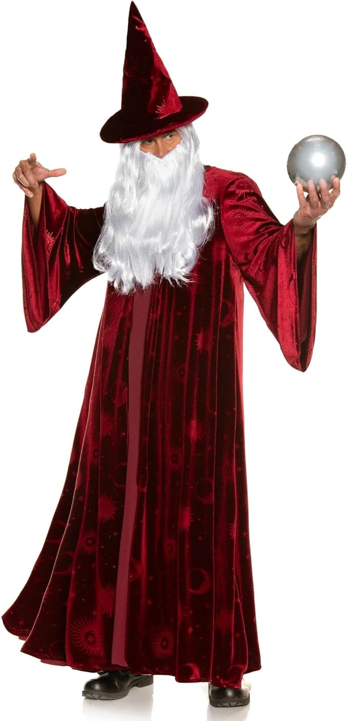 Adult Burgundy Wizard Stargazer Fantasy Magic Sorcerer Men's Costume