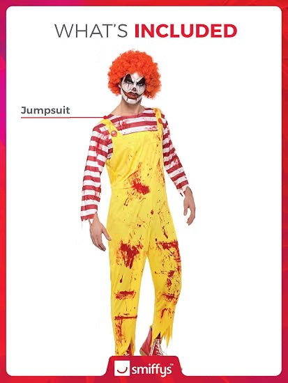 Kreepy Killer Clown Costume, Yellow & Red