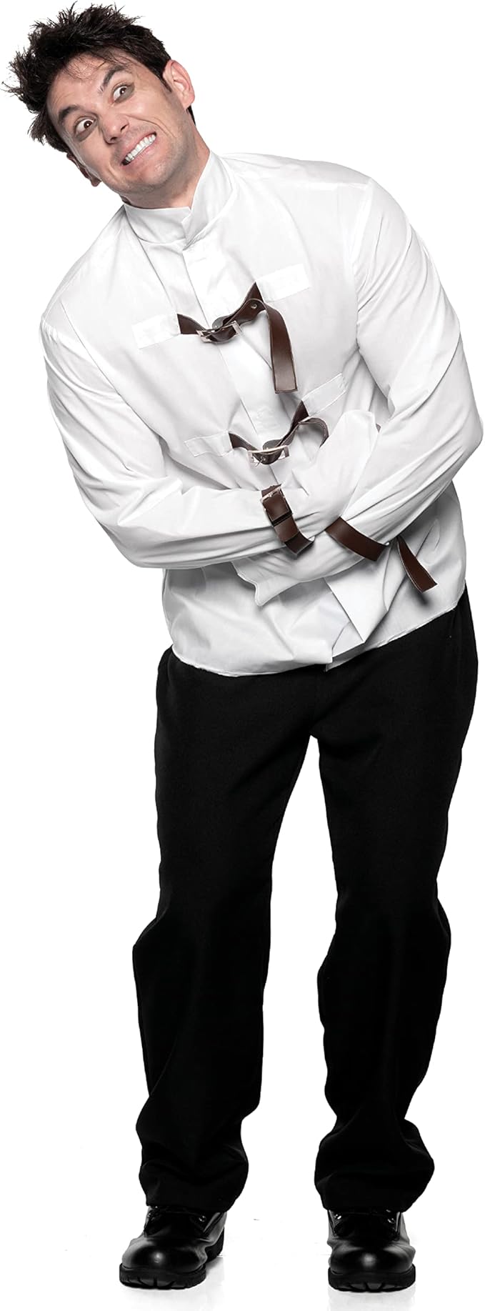Adult Straight Jacket Psychotic Mental Asylum Patient White Costume