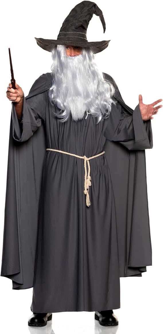 Men's Grey Warlock Renaissance Wizard Adult Costume