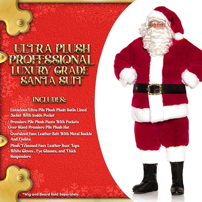 Luxurious Ultra Plush Professional Santa Claus Men's Costume