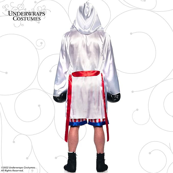 Men's Satin Boxing Champ Two Piece Adult Costume Red, White, and Blue