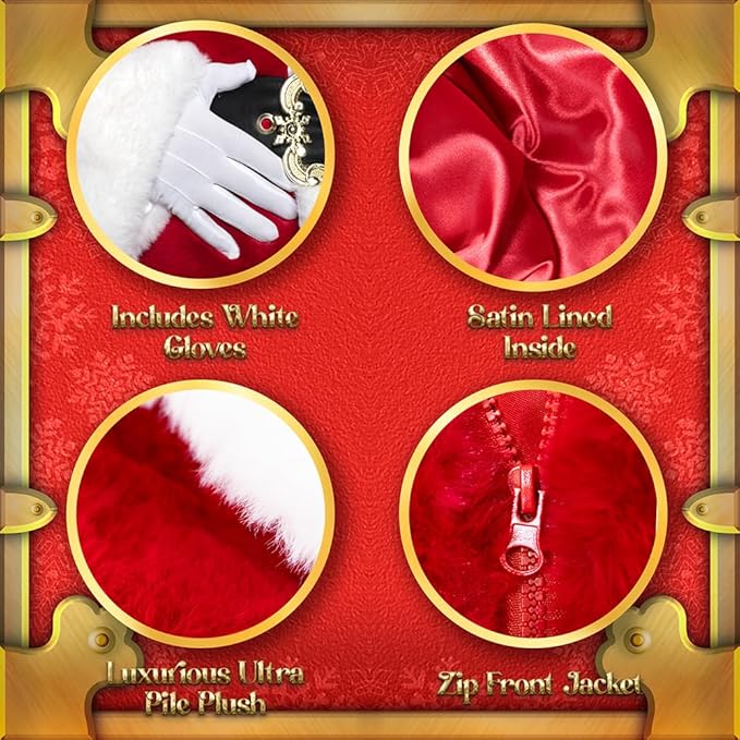Luxurious Ultra Plush Professional Santa Claus Men's Costume