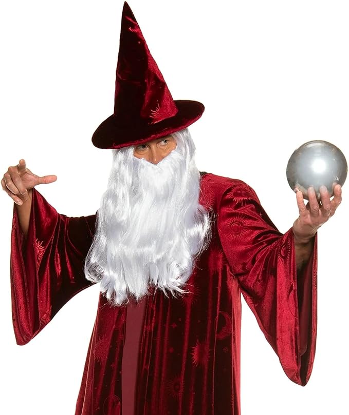 Adult Burgundy Wizard Stargazer Fantasy Magic Sorcerer Men's Costume