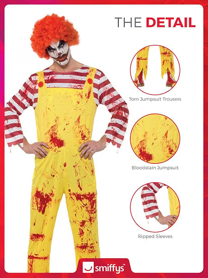 Kreepy Killer Clown Costume, Yellow & Red