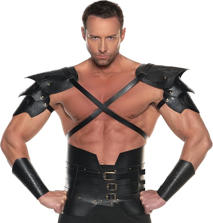 Adult Faux Leather Shoulder Armor Pauldron Viking Pirate Costume Accessories