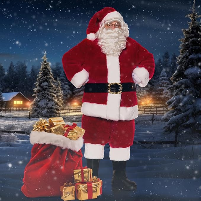 Luxurious Ultra Plush Professional Santa Claus Men's Costume