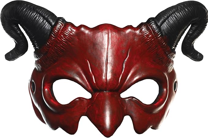 Adult Red and Black Devil Foam Masquerade Costume Mask With Horns