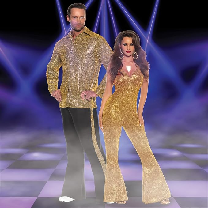 Men's Disco King Dancer Gold 70's Retro Night Costume