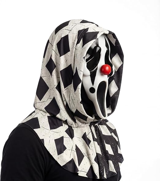 Black and White Clown Ghost Face Adult Costume Mask