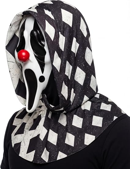 Black and White Clown Ghost Face Adult Costume Mask