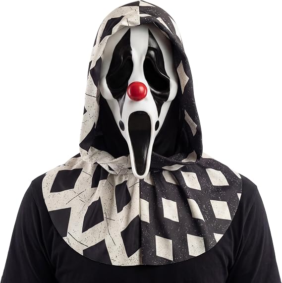 Black and White Clown Ghost Face Adult Costume Mask
