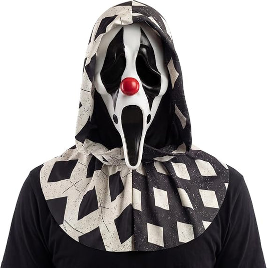 Black and White Clown Ghost Face Adult Costume Mask