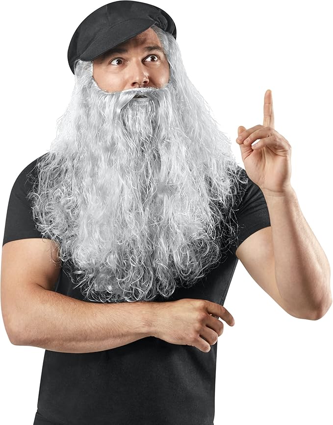 Heroes in History Leonardo Da Vinci Instant Disguise Kit Grey Wig Beard And Hat School