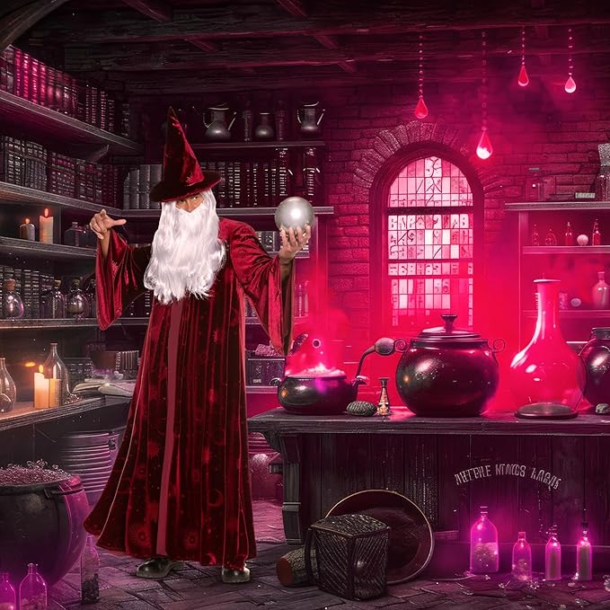 Adult Burgundy Wizard Stargazer Fantasy Magic Sorcerer Men's Costume