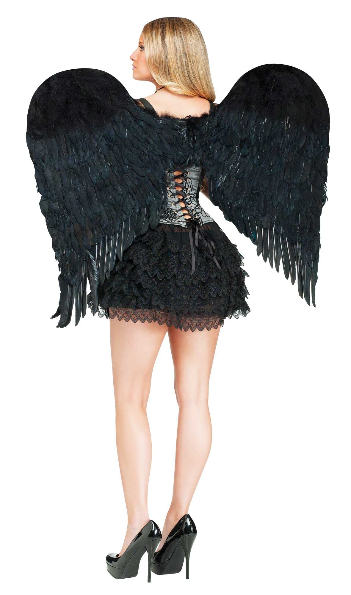 Black Angelic Angel Feather Wings
