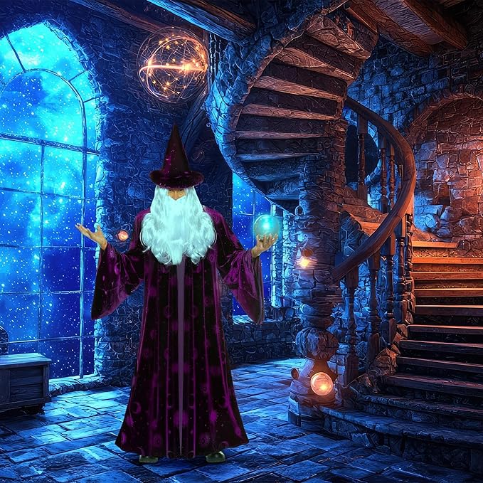 Purple Wizard Midnight Mystic Fantasy Magic Sorcerer Men's Costume